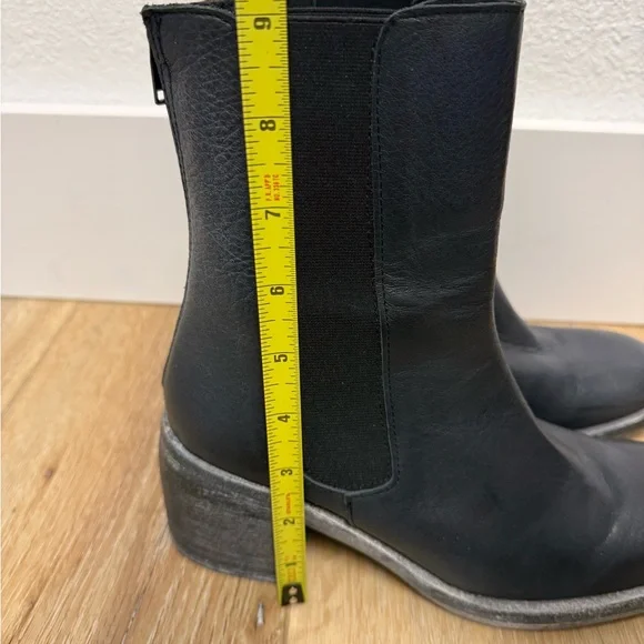 Free People Blue Black Leather Ankle Boots Western Boho Heel Booties EU 38 - Picture 3 of 13